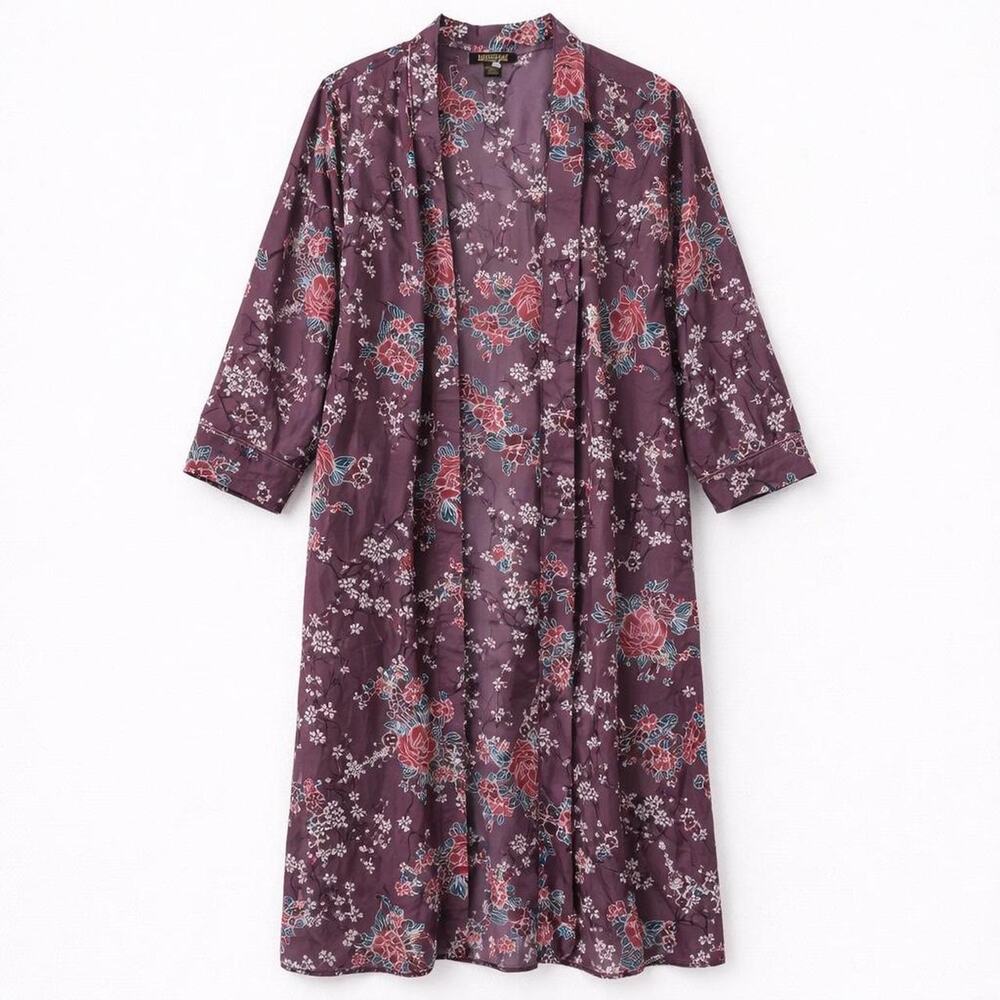 Silk like kimono Style Mauve floral elegant luxury Cottagecore Cherry Blossom